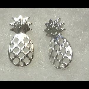 SHINY Oversized Pineapple Studs Silver Plated